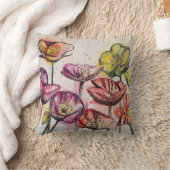 赤ピンクパープルポピー花ポピーフローラ クッション (ブランケット)