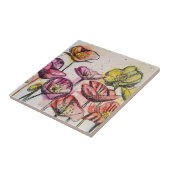 赤ピンクパープルポピー花ポピーフローラ タイル (側面)