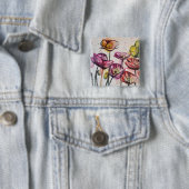 赤ピンクパープルポピー花ポピーフローラ 缶バッジ (インサイチュ)