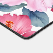 赤ピンクフローラ水色コンパクト鏡 デスクマット (コーナー)