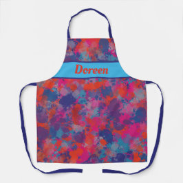 赤ピンクブルーパープルモダンロカラフルップ エプロン