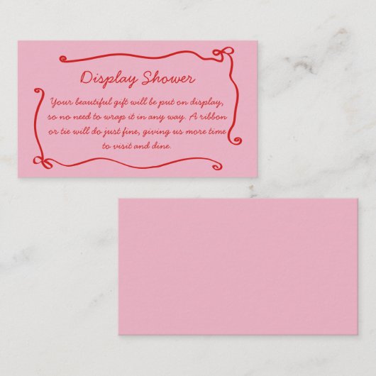 赤ピンクボウフレーム手書きディスプレイシャワー エンクロージャーカード (正面/裏面)
