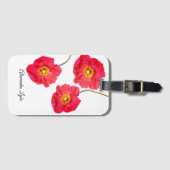 赤ピンクポピーモダンズポピーの花 ラゲッジタグ (正面横)