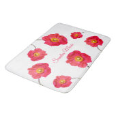 赤ピンクポピーモダンズポピーフラワーホワイト バスマット (アングル)