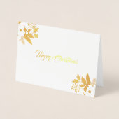 赤ピンクモダンフローラメリークリスマスフォトカード 箔カード (正面)