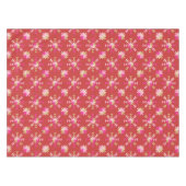 赤ピンクモダン金ゴールド幾何雪片パターン テーブルクロス (正面(横))