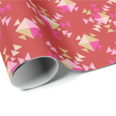 赤ピンクモダン金ゴールド幾何雪片パターン ラッピングペーパー (ロールコーナー)