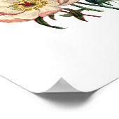 赤ピンクヴィンテージ水彩フローラ花 ポスター (角)