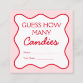 赤ピンク推測キャンディの赤ちゃんシャワーゲームの数 エンクロージャーカード (正面)