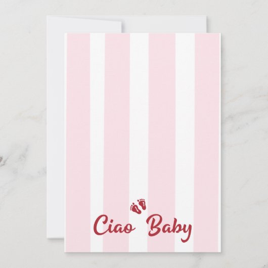 赤ピンク描ベビーアイテムチャオベビーベビーシャワー 招待状 (裏面)