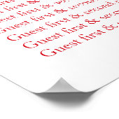 赤ピンク明るい赤紫色結婚のシーティングテーブルプランナー1-9 ポスター (角)