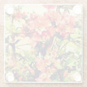 赤ピンク水彩花模様1 ガラスコースター (裏面)