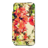 赤ピンク水彩花模様1 INCIPIO iPhoneウォレットケース (フォリオ 正面)