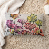 赤ピンク紫ポピー花ポピーフローラ串 ランバークッション (ブランケット)