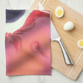 赤ピンク紫抽象芸術アクリル花 キッチンタオル (四つ折り)