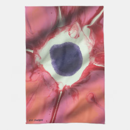 赤ピンク紫抽象芸術アクリル花 キッチンタオル