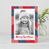 赤ピンク紺色のレトロなクリスマス写真 シーズンカード (スタンド正面)