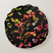 赤ピンク緑の黄色い抽象芸術バブルパターン ラウンドクッション (裏面)