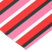 赤ピンク色のストライプデザイン テーブルクロス (アングル)