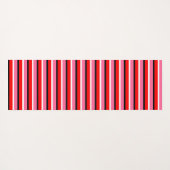 赤ピンク色のストライプデザイン ヨガマット (裏面(横))