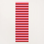 赤ピンク色のストライプデザイン ヨガマット (裏面)