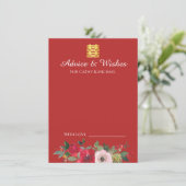 赤ピンク色のフローラ中国のモダン結婚の アドバイスカード (スタンド正面)
