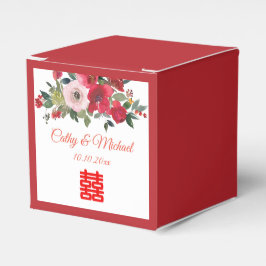 赤ピンク色のフローラ中国のモダン結婚の フェイバーボックス