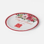 赤ピンク色のフローラ中国のモダン結婚の ペーパープレート (アングル)