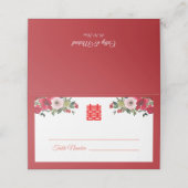 赤ピンク色のフローラ中国の結婚のテーブル プレイスカード (外部開封)