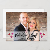 赤ピンク落書きハートバレンタインデーの写真カード (正面/裏面)