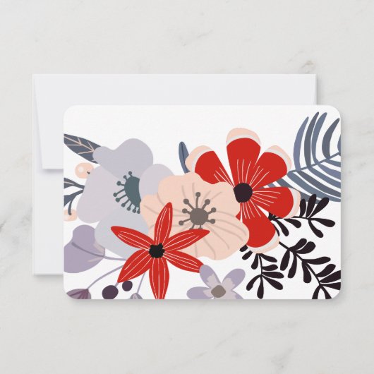 赤ピンク薄紫ギフト登録フローラエンクロージャカード 出欠カード (裏面)