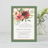 赤ピンク赤面フローラ水色クリスチャン結婚ズ 招待状 (スタンド正面)