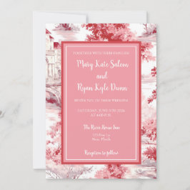 赤ピンク フランス トワール 結婚式招待状 招待状