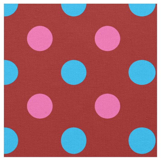 赤ピンク 青 水玉模様 ファブリック (クローズアップ)