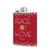 赤ピースジョーラブクリスマススノーフレーはっきりしたクモダン(Red Peace Joy Love フラスク (左)