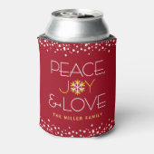 赤ピースジョーラブクリスマススノーフレーはっきりしたクモダン(Red Peace Joy Love 缶クーラー (缶裏面)
