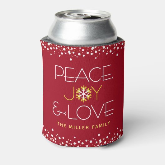 赤ピースジョーラブクリスマススノーフレーはっきりしたクモダン(Red Peace Joy Love 缶クーラー (缶裏面)