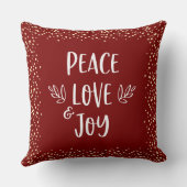 赤ピースラブジョイスクリプトゴールドフォイルドットモダン クッション (裏面)