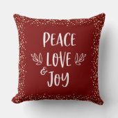 赤ピースラブジョイスクリプトゴールドフォイルドットモダン クッション (正面)