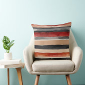 赤ピーチと黒ストライプ クッション (椅子)