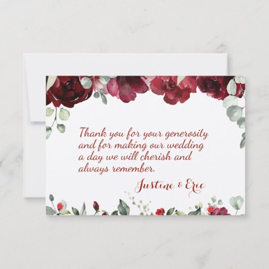 赤ピーニー結婚エピファニー サンキューカード (裏面)
