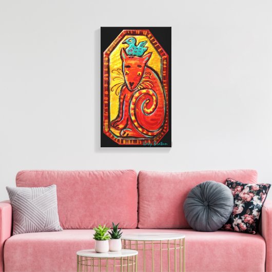 赤ファンキーい猫のオリジナル絵画ズ キャンバスプリント (インサイチュ (リビング))