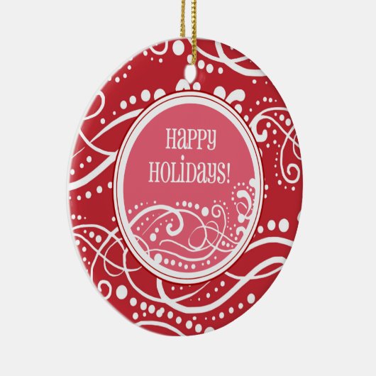 赤ファンキーとピンクの渦巻きクリスマスオーナメント セラミックオーナメント (右)