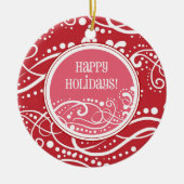 赤ファンキーとピンクの渦巻きクリスマスオーナメント セラミックオーナメント (正面)