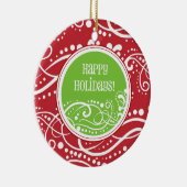 赤ファンキーと緑の旋回クリスマスオーナメント セラミックオーナメント (右)