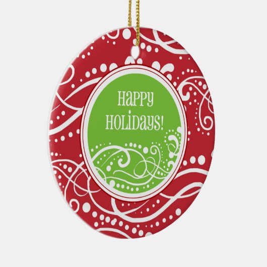 赤ファンキーと緑の旋回クリスマスオーナメント セラミックオーナメント (右)