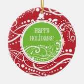 赤ファンキーと緑の旋回クリスマスオーナメント セラミックオーナメント (正面)