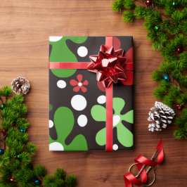 赤ファンキーと緑の花 ラッピングペーパー