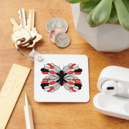 赤ファンキーと黒の蝶キーチェーン キーホルダー