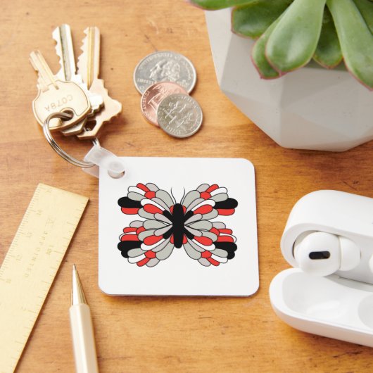 赤ファンキーと黒の蝶キーチェーン キーホルダー (デスク)